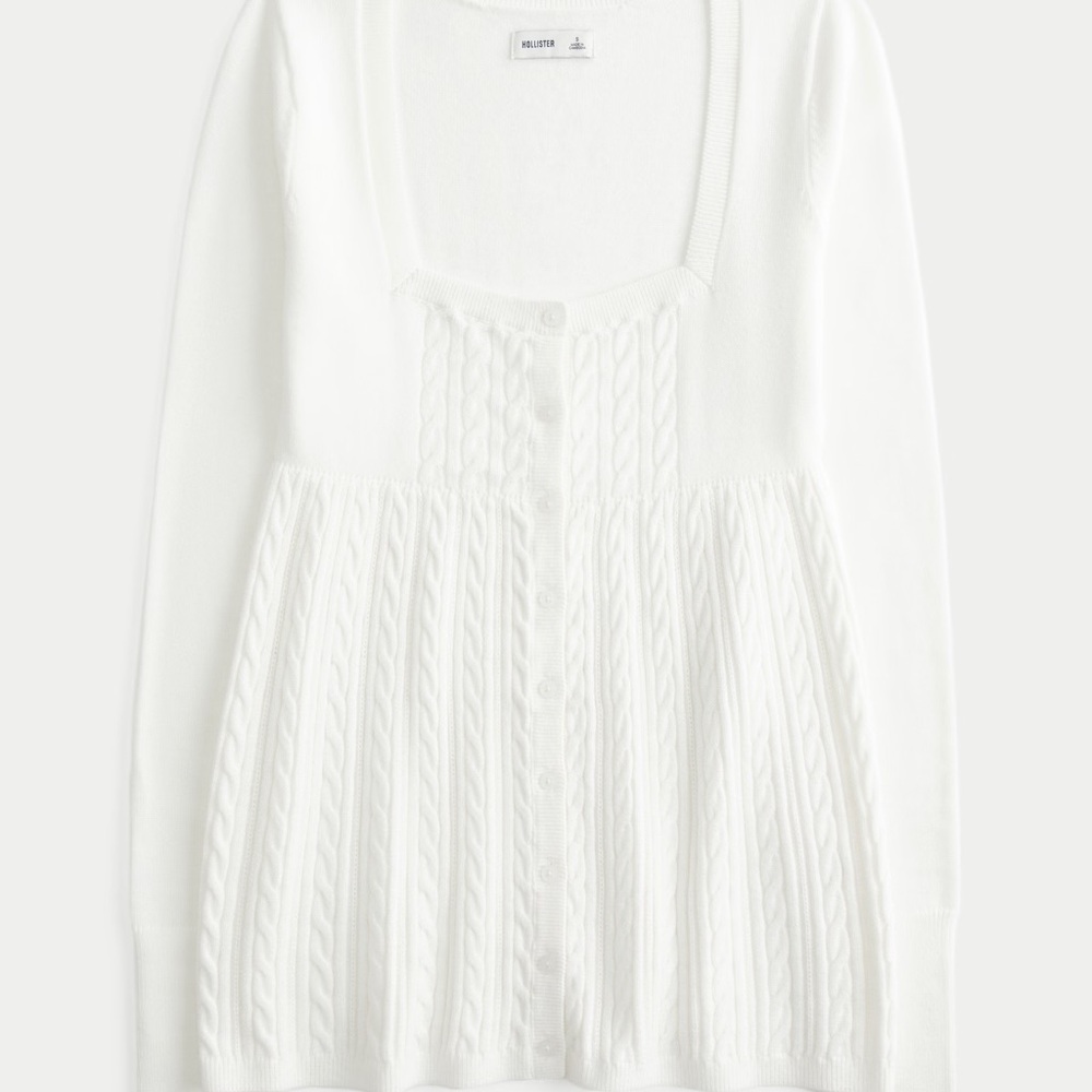 Hollister square neck babydoll cable knit sweater